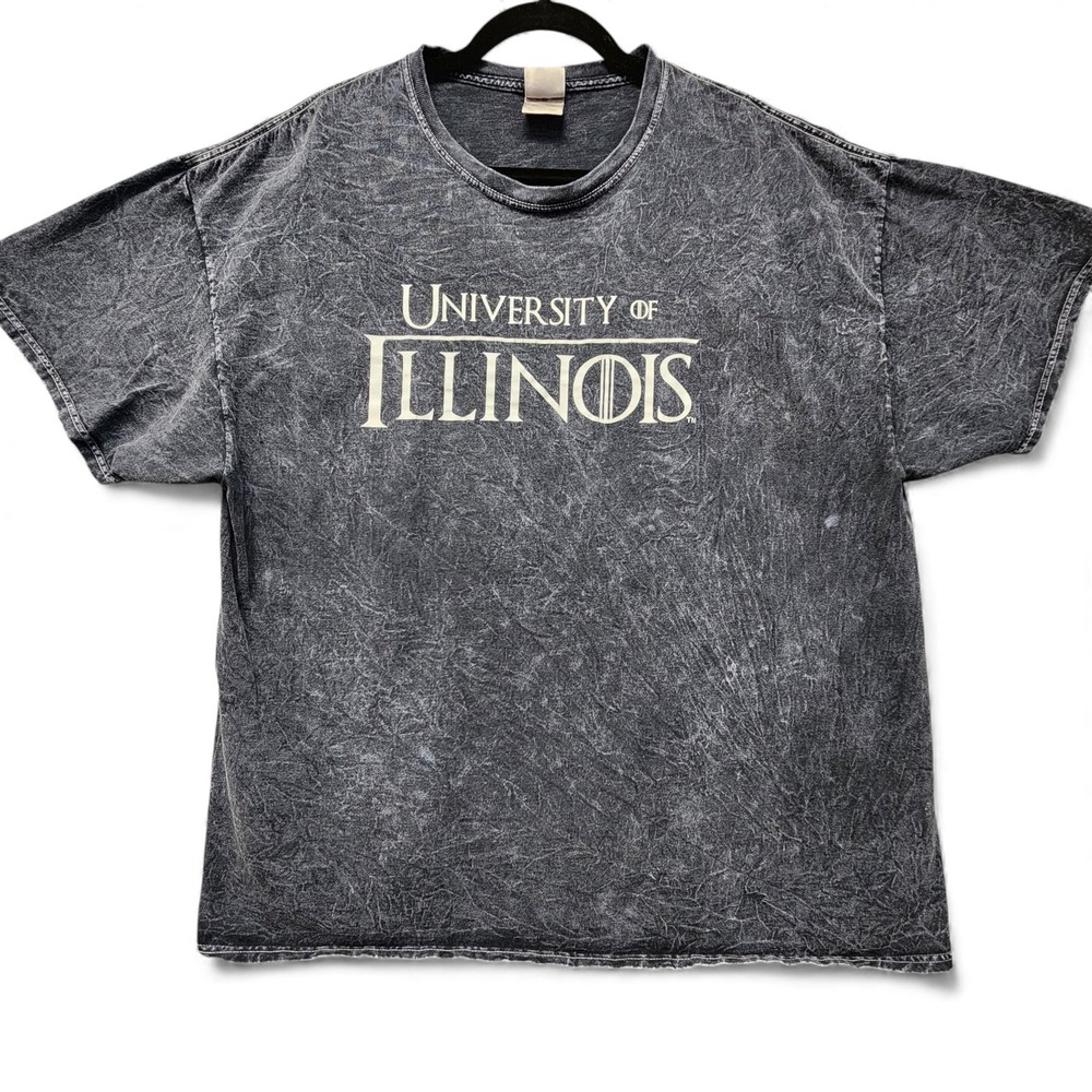 Colortone University of Illinois Shirt Mens 2XL (Fits‎ as Slim Fit XL) Acid Wash